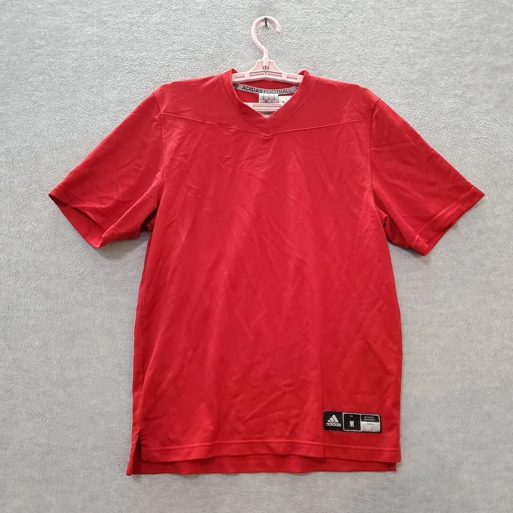 Adidas Men Activewear Shirt Medium Red Football Jersey V‎ Neck Tee